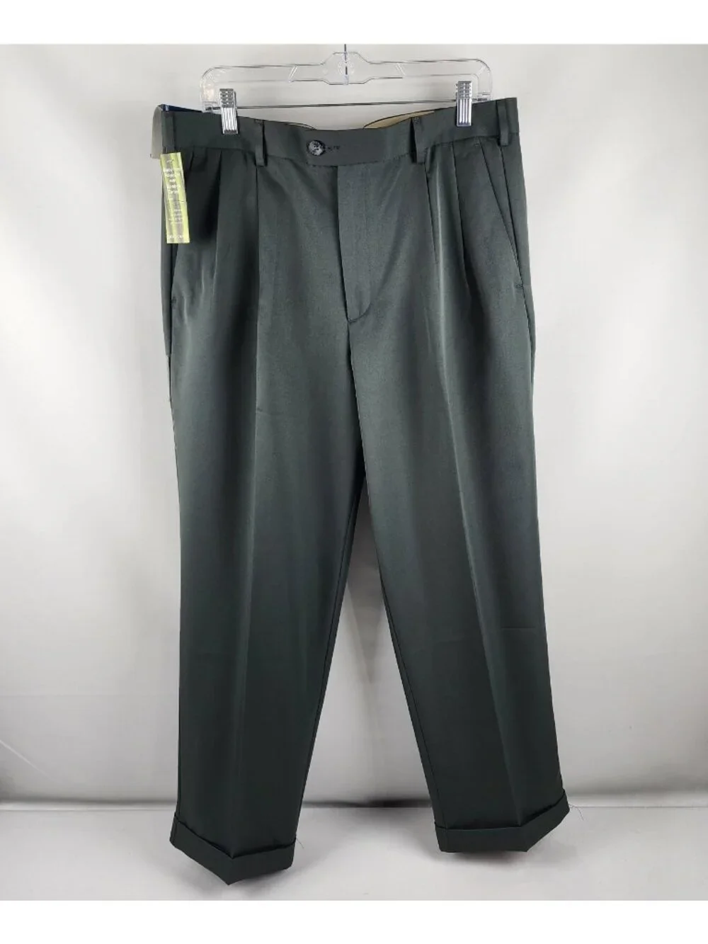 Dockers Pants Men 36x29 Green Gray Chino Lincoln Pant Pleated Cuffed Relaxed NWT
